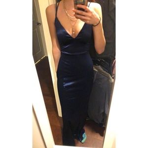 Navy blue satin dress